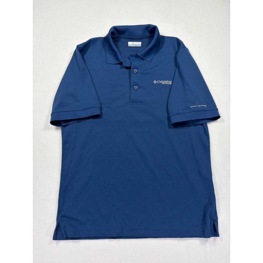Columbia‎ PFG Mens Blue Omni-Shade Performance Fishing Polo Shirt XM6930 Small